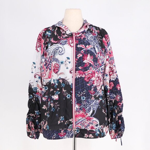 CHICO'S Zenergy Floral & Paisley Packable Rain Jacket Windbreaker Size 4 (20/22) - Picture 1 of 8